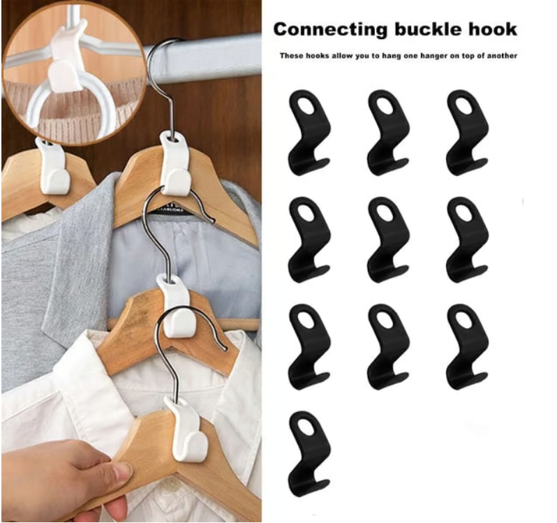 Space-Saving Clothes Hanger Connector Hooks